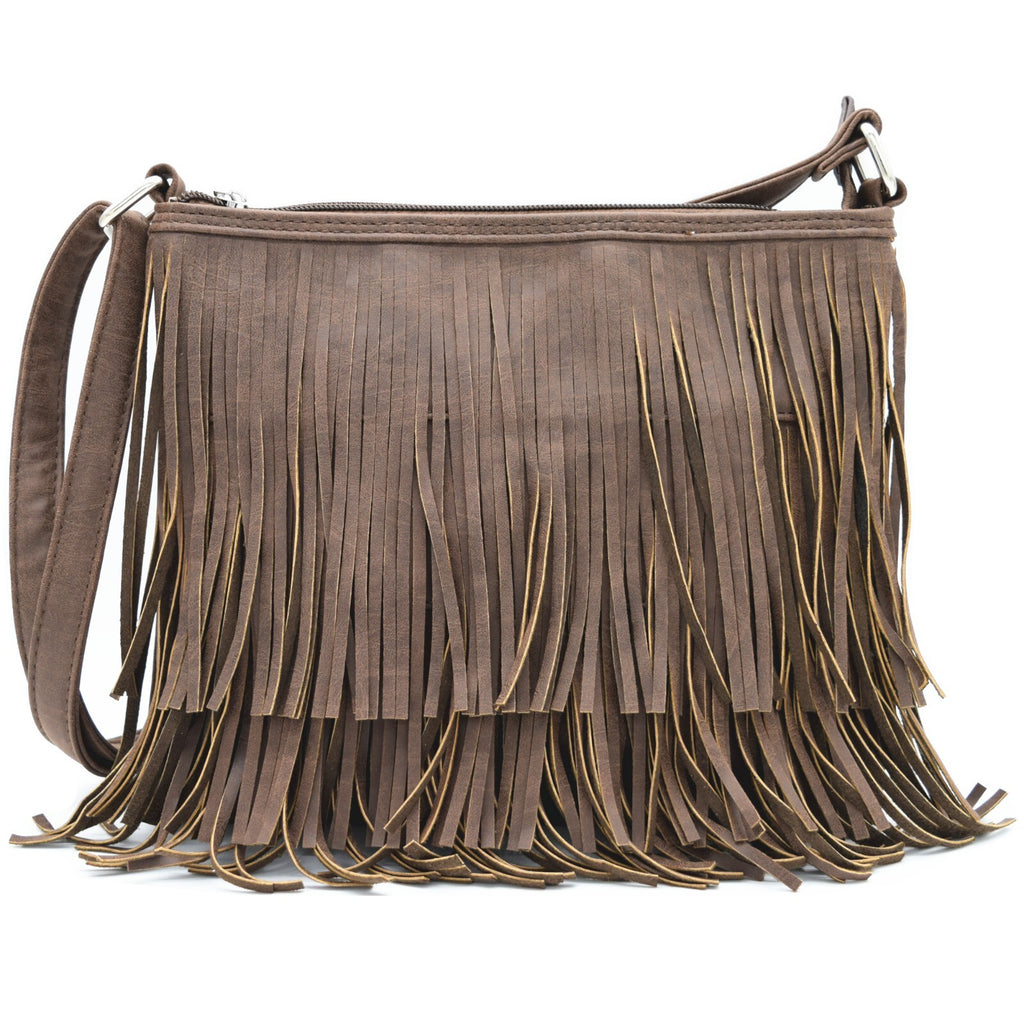 Fringe Crossbody Handbag Women Western Style Concealed Carry Purse Shoulder Bags
