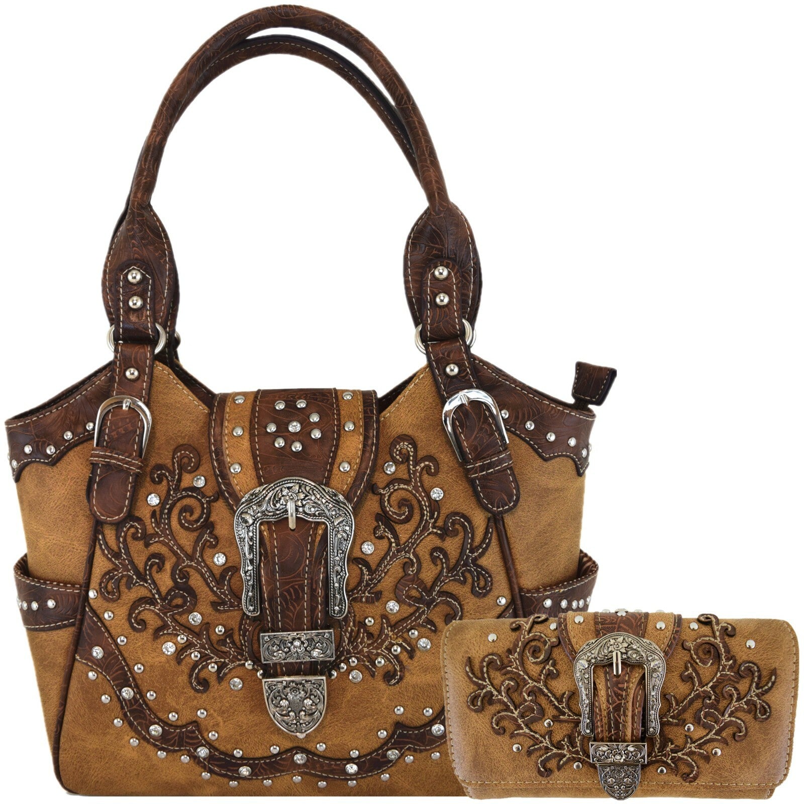 Western Buckle Country Handbag Concealed Carry Purse Women'S Shoulder Bag Wallet