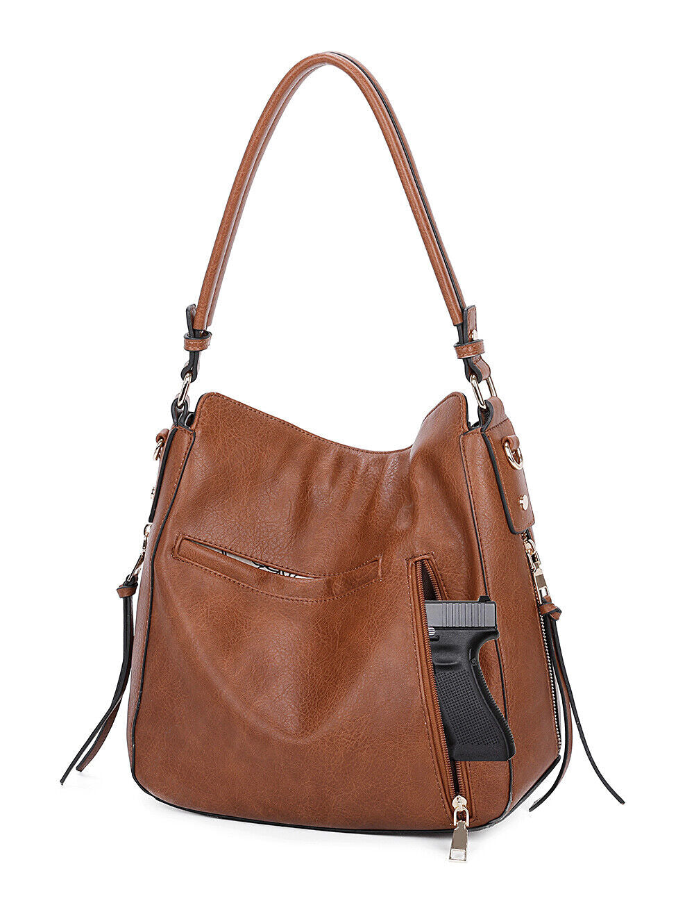 Concealed Carry Hobo Crossbody Purse Leather Shoulder Bag Women Handbag Wallet