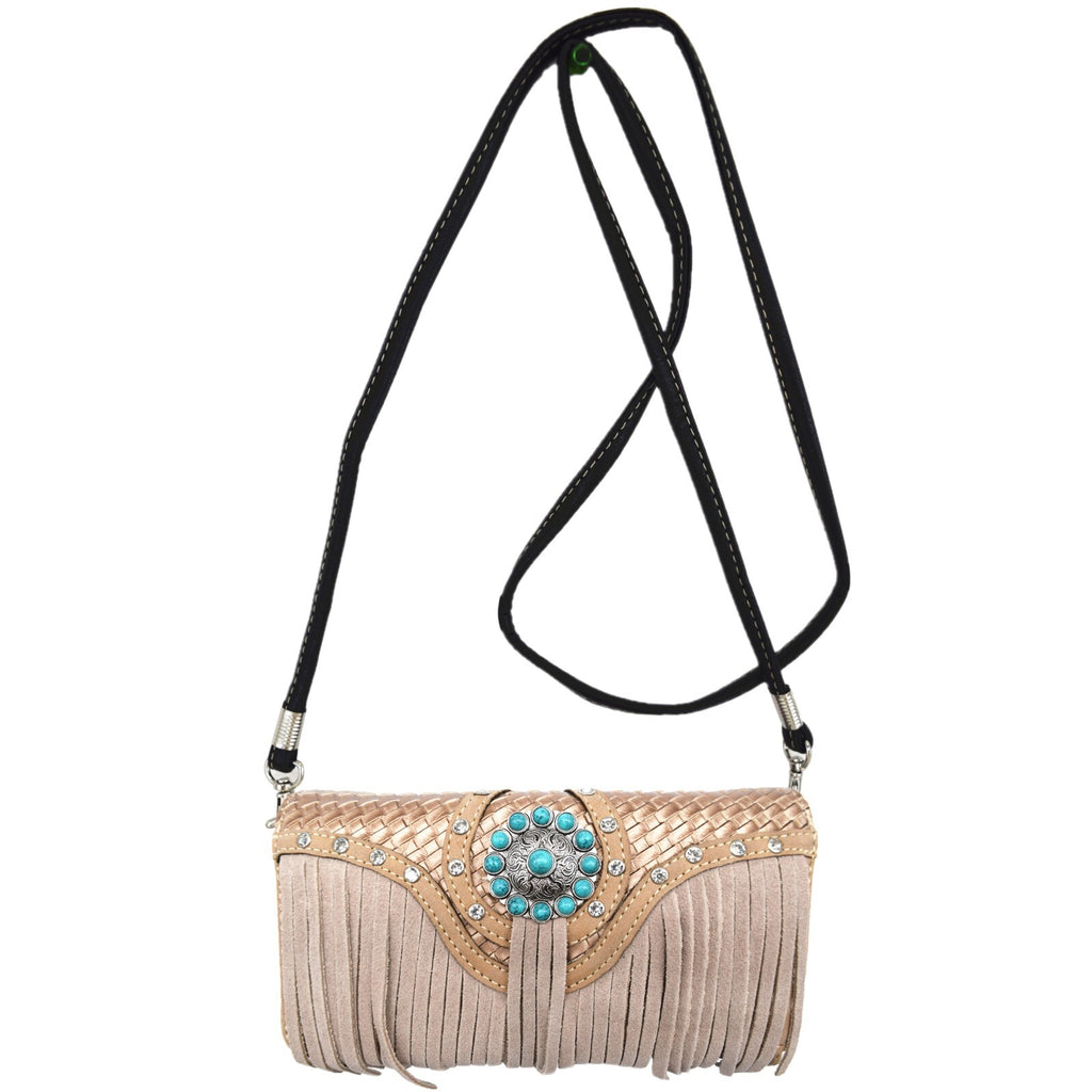 Western Fringe Conchos Handbag Concealed Carry Purse Women Shoulder Bag Wallets