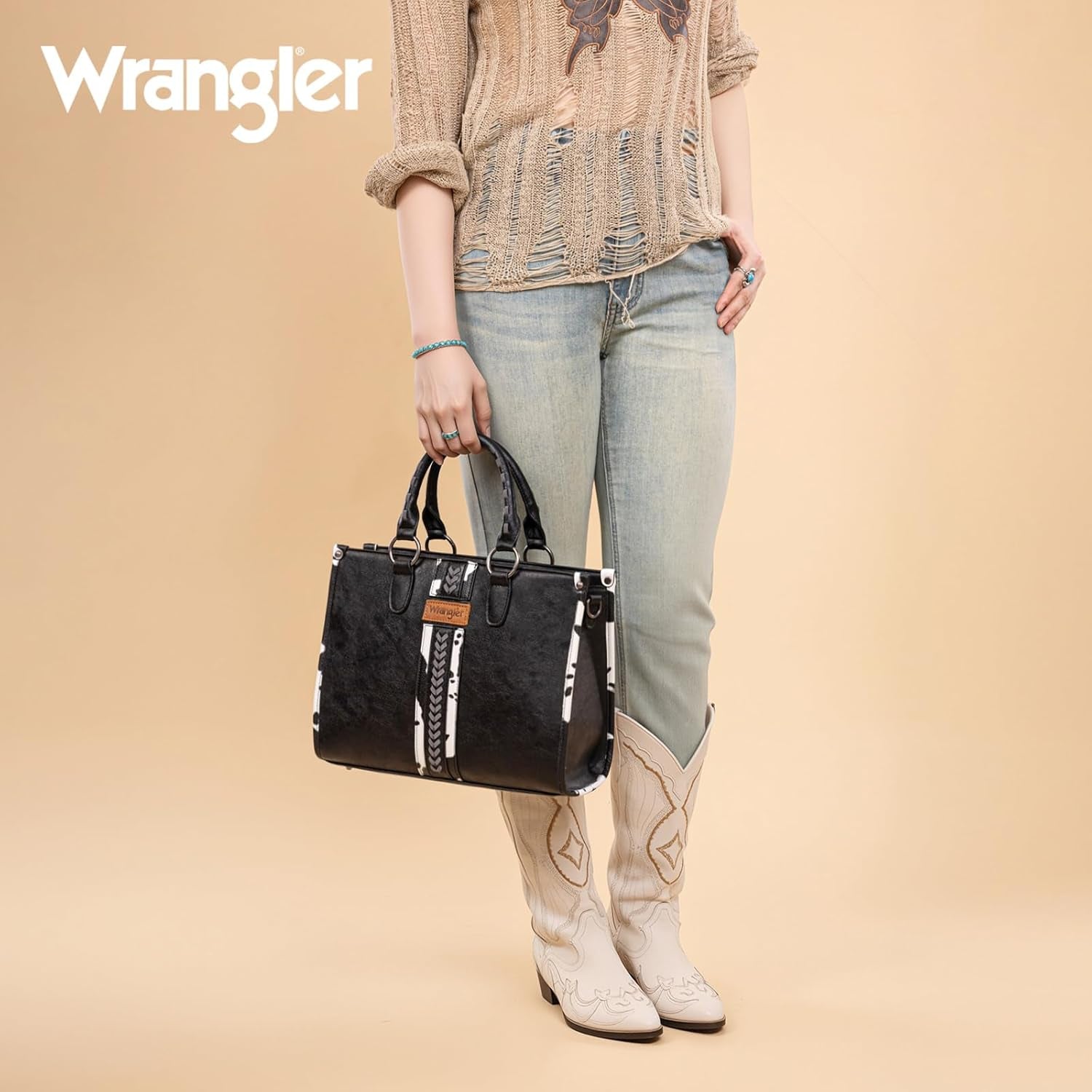 Wrangler Animal Print Tote Bag for Women Western Purse Boho Top Handle Satchel Handbag