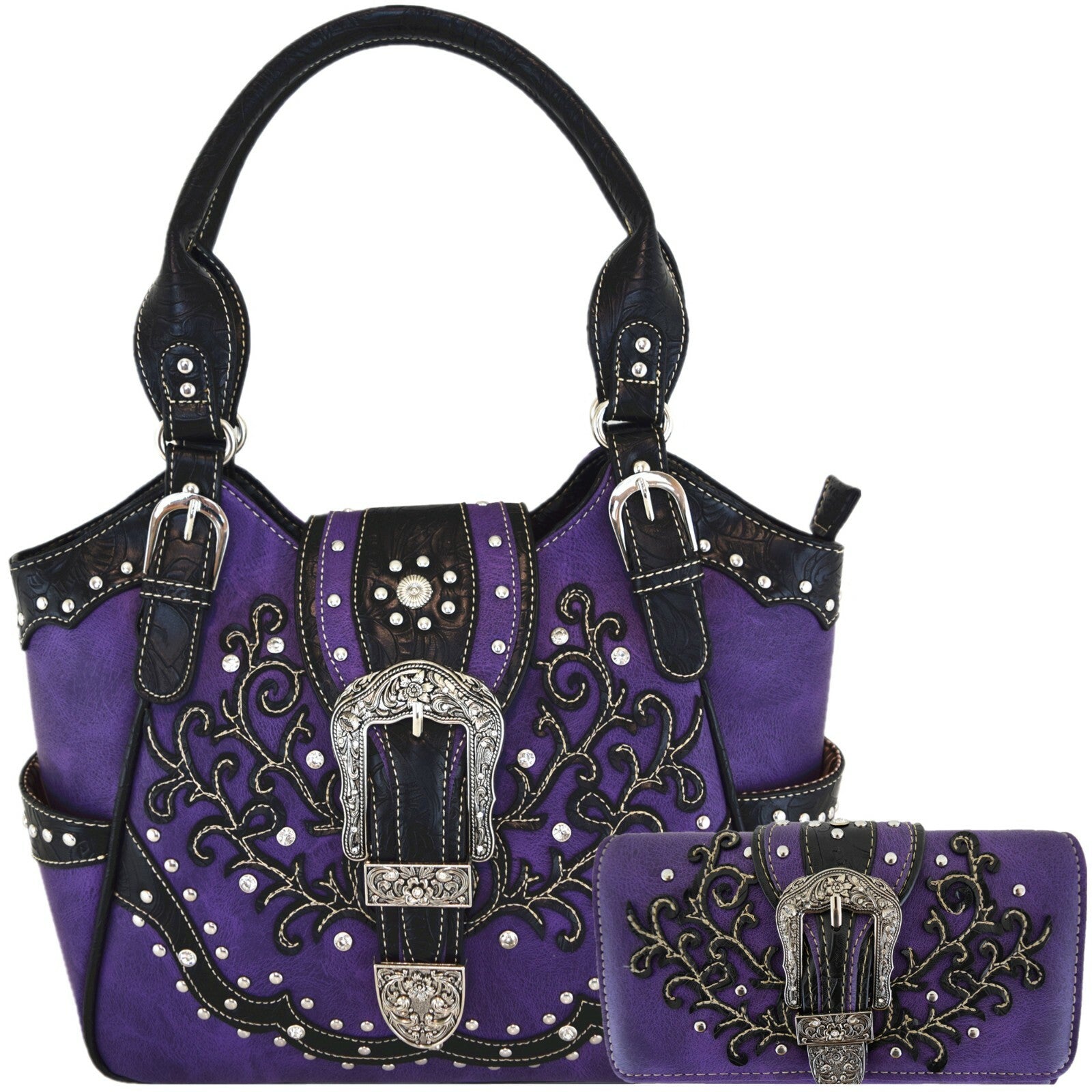 Western Buckle Country Handbag Concealed Carry Purse Women'S Shoulder Bag Wallet