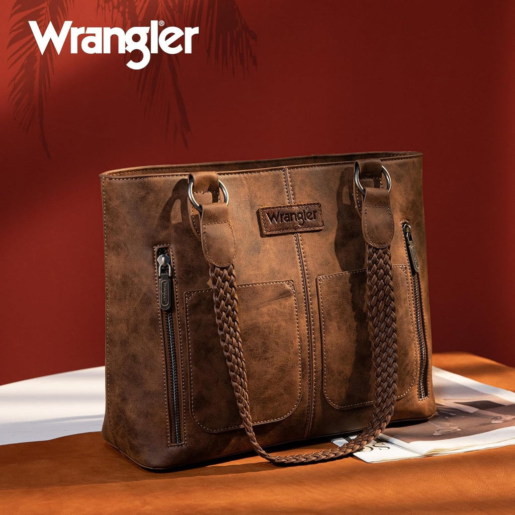 Distressed Tote Bag for Women Western Purse Multi Pockets Handbags and Shoulder Bag