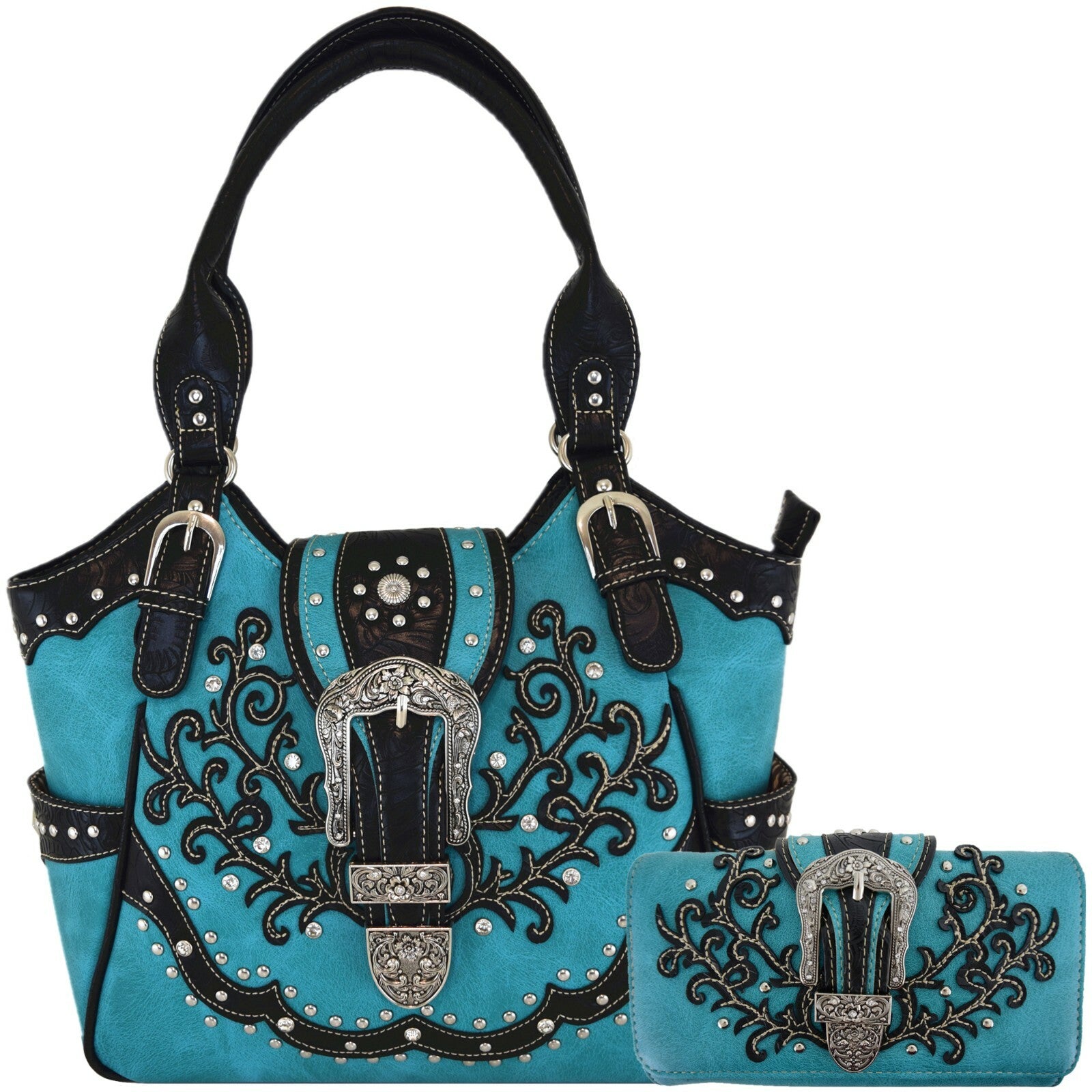 Western Buckle Country Handbag Concealed Carry Purse Women'S Shoulder Bag Wallet