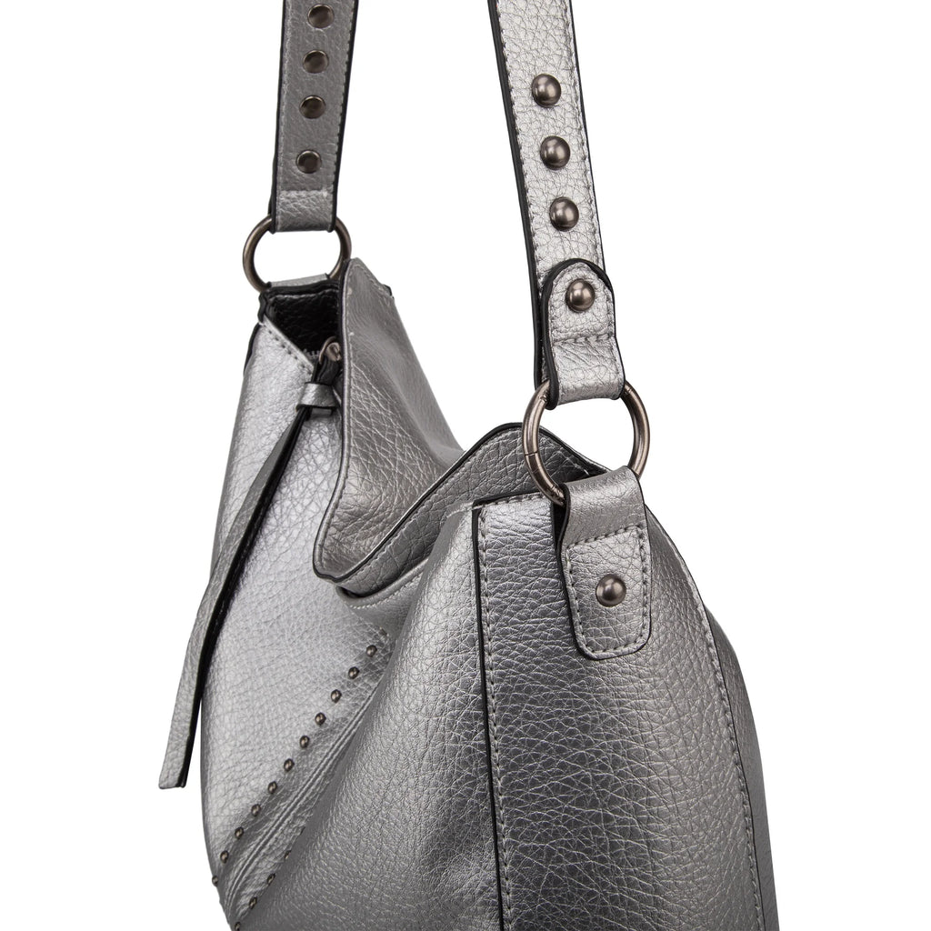 Chic Pearl Silver Hobo Bag for Women - Versatile Crossbody Purse with Adjustable Straps