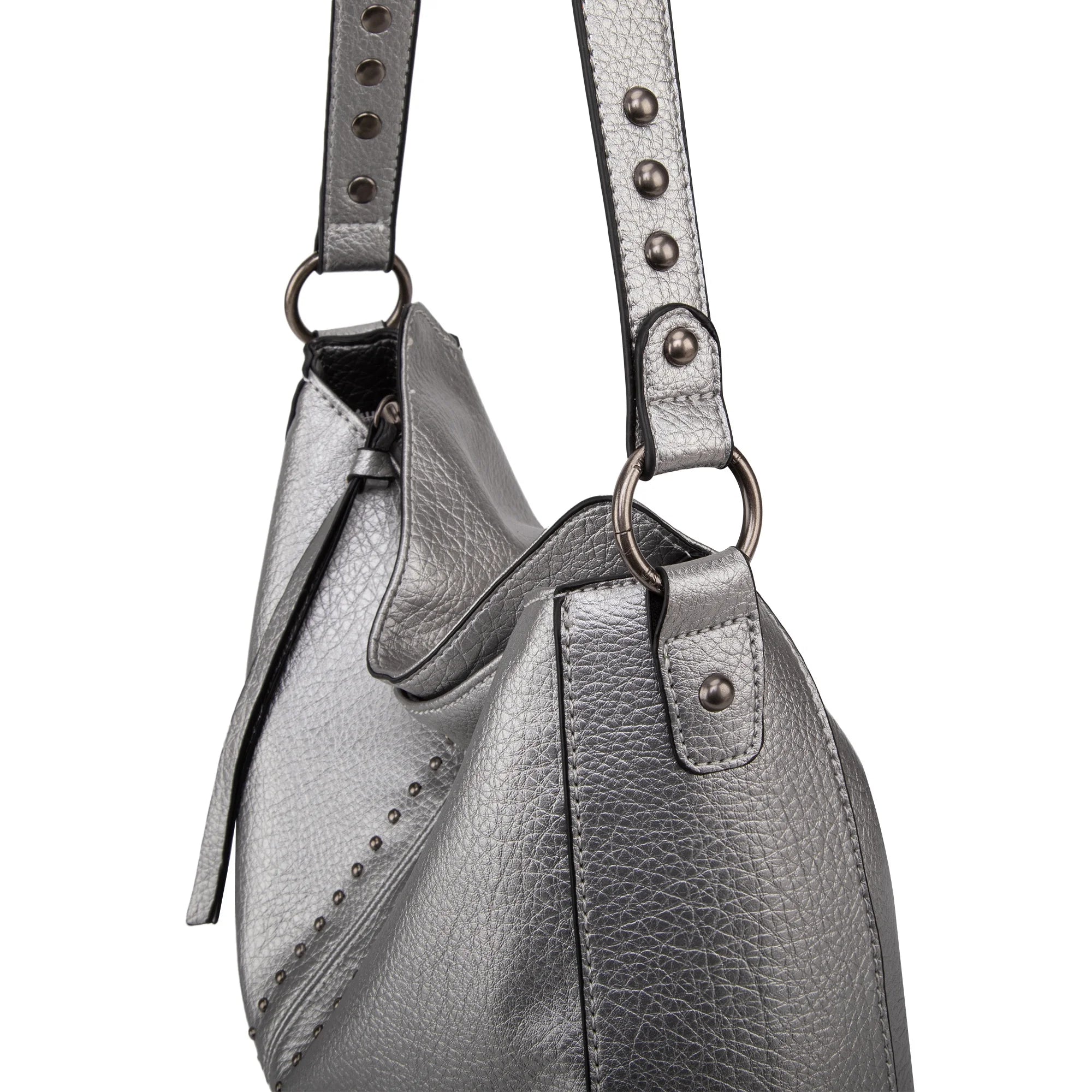 Chic Pearl Silver Hobo Bag for Women - Versatile Crossbody Purse with Adjustable Straps