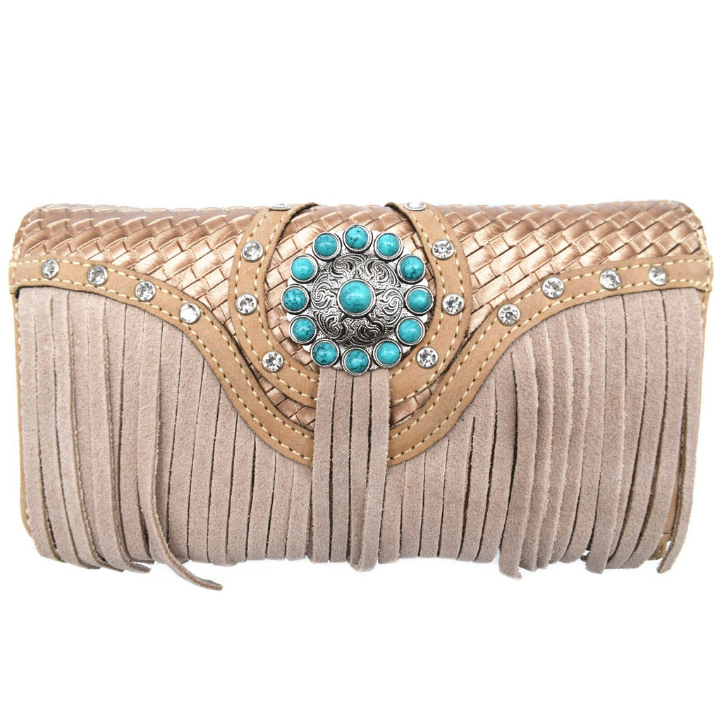 Western Fringe Conchos Handbag Concealed Carry Purse Women Shoulder Bag Wallets