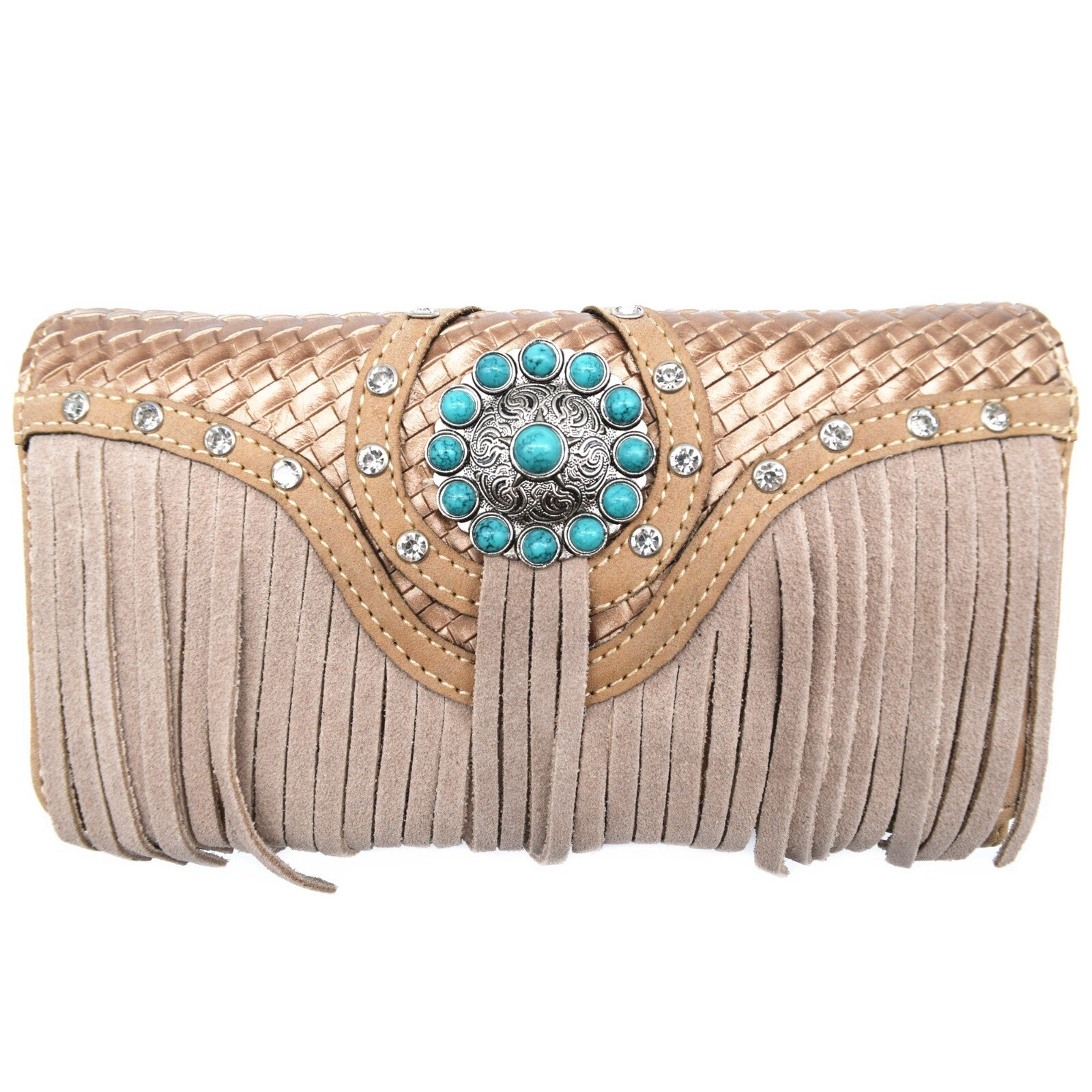 Western Fringe Conchos Handbag Concealed Carry Purse Women Shoulder Bag Wallets