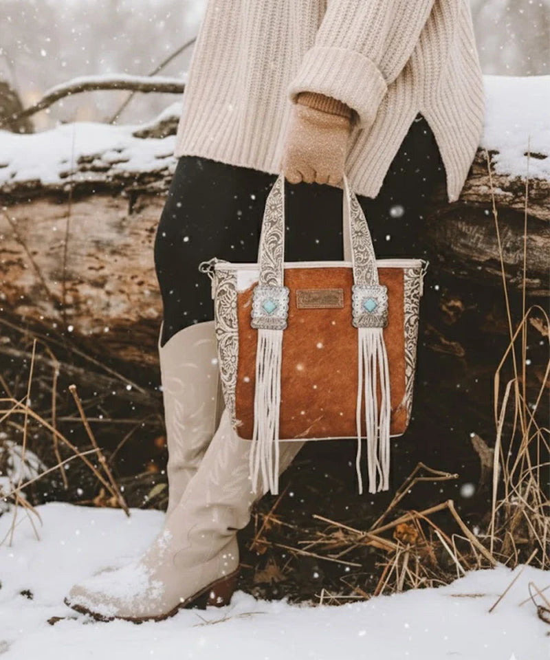 Cowhide Fringe Concealed Carry Purse
