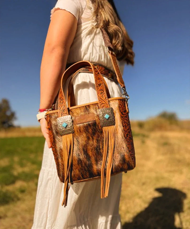 Cowhide Fringe Concealed Carry Purse