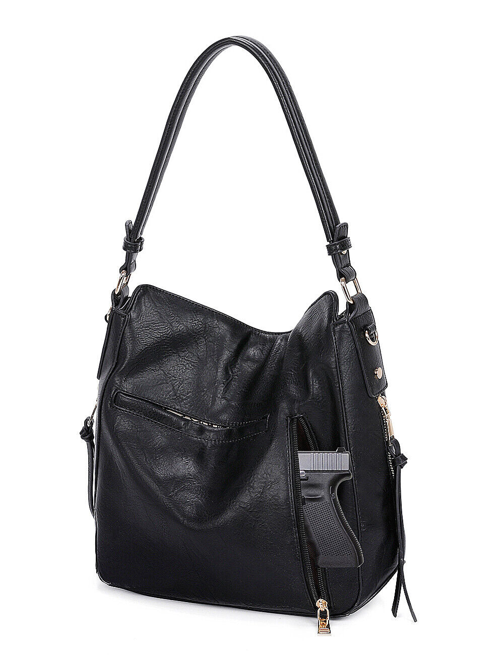 Concealed Carry Hobo Crossbody Purse Leather Shoulder Bag Women Handbag Wallet