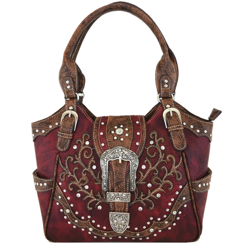 Western Buckle Country Handbag Concealed Carry Purse Women'S Shoulder Bag Wallet