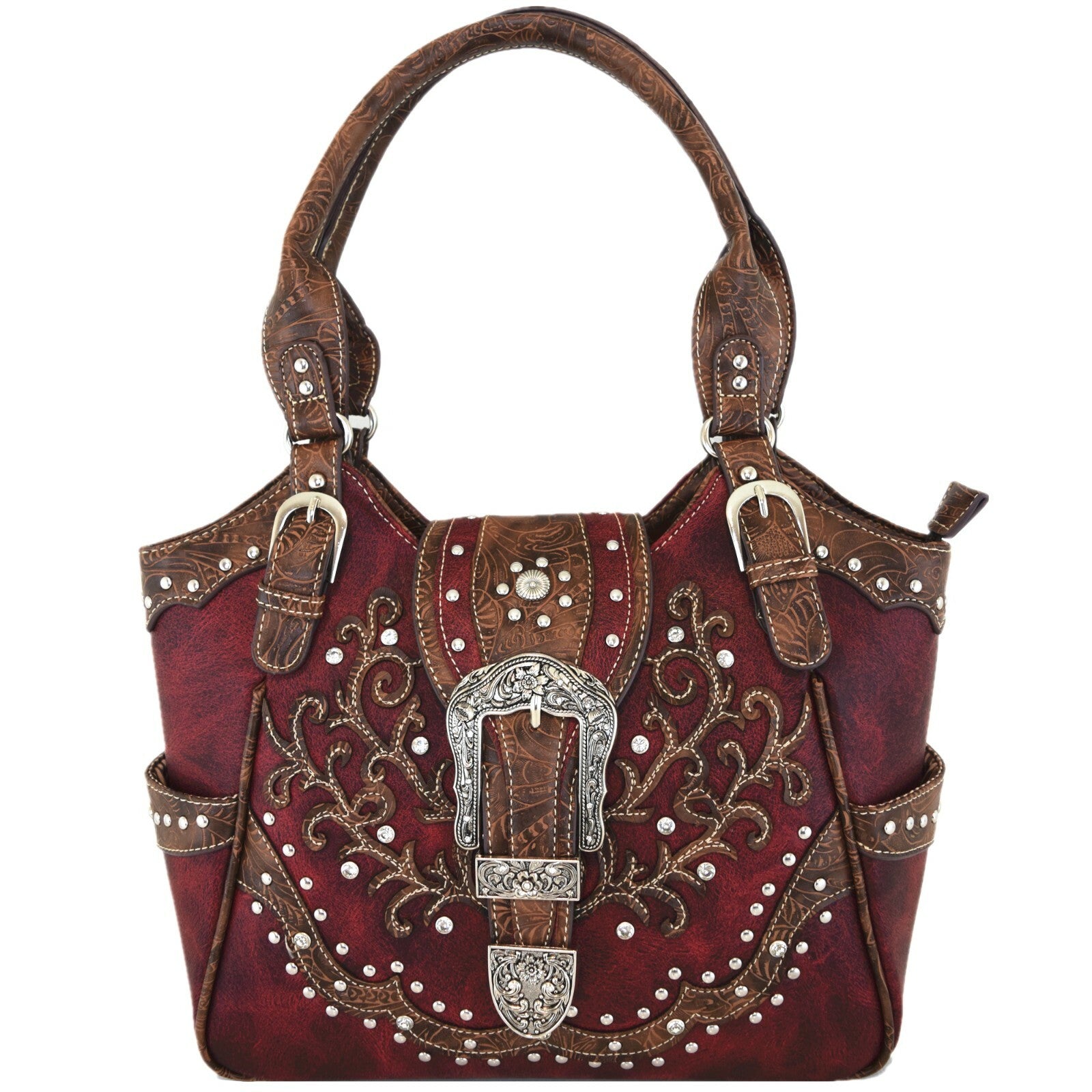 Western Buckle Country Handbag Concealed Carry Purse Women'S Shoulder Bag Wallet