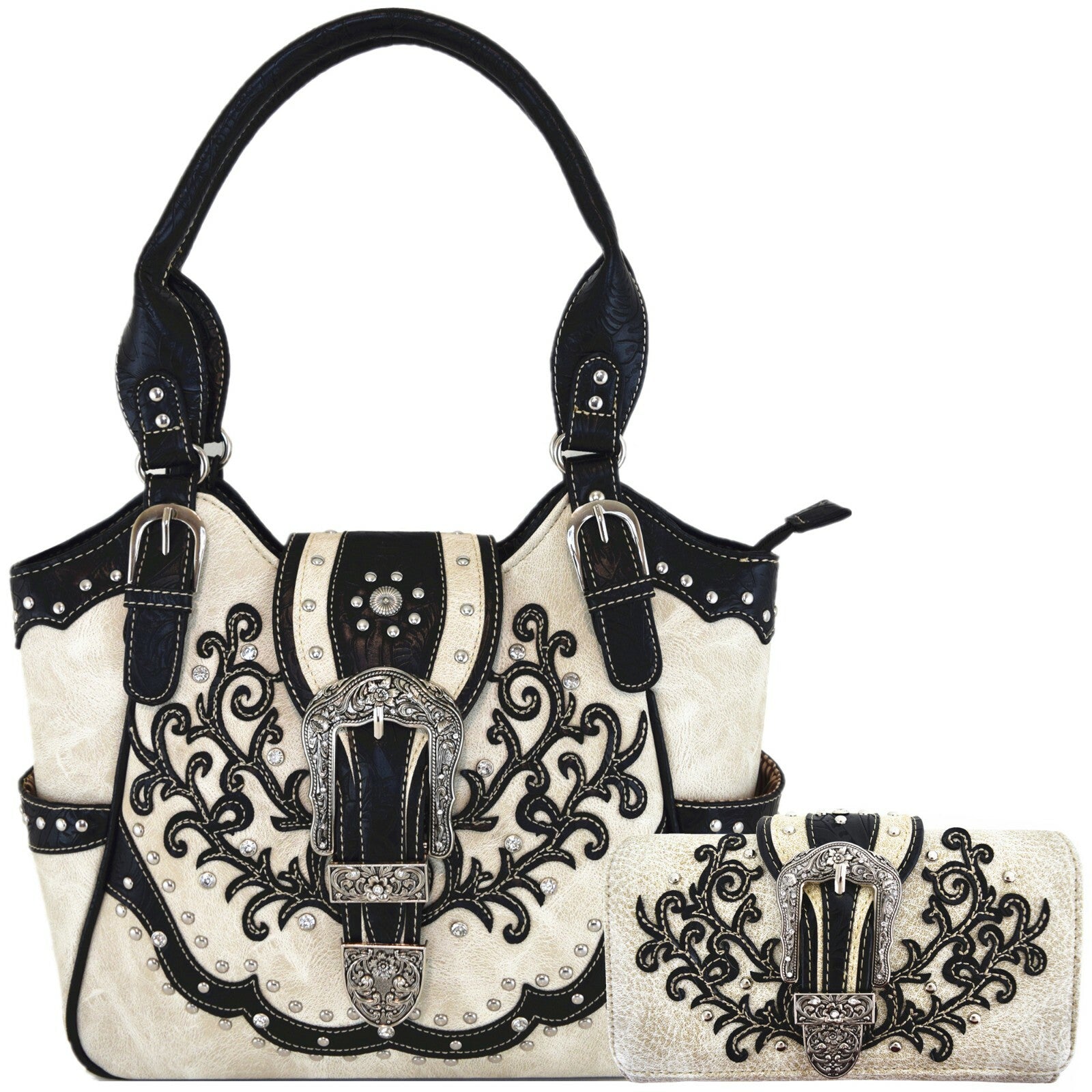 Western Buckle Country Handbag Concealed Carry Purse Women'S Shoulder Bag Wallet