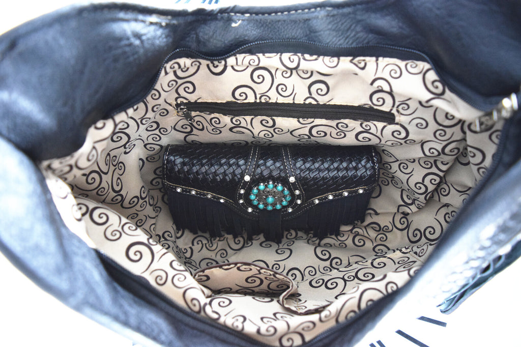 Western Fringe Conchos Handbag Concealed Carry Purse Women Shoulder Bag Wallets