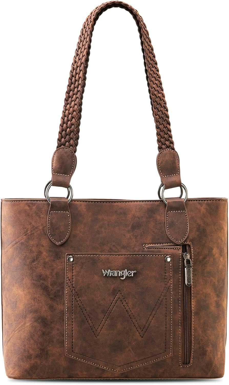 Distressed Tote Bag for Women Western Purse Multi Pockets Handbags and Shoulder Bag