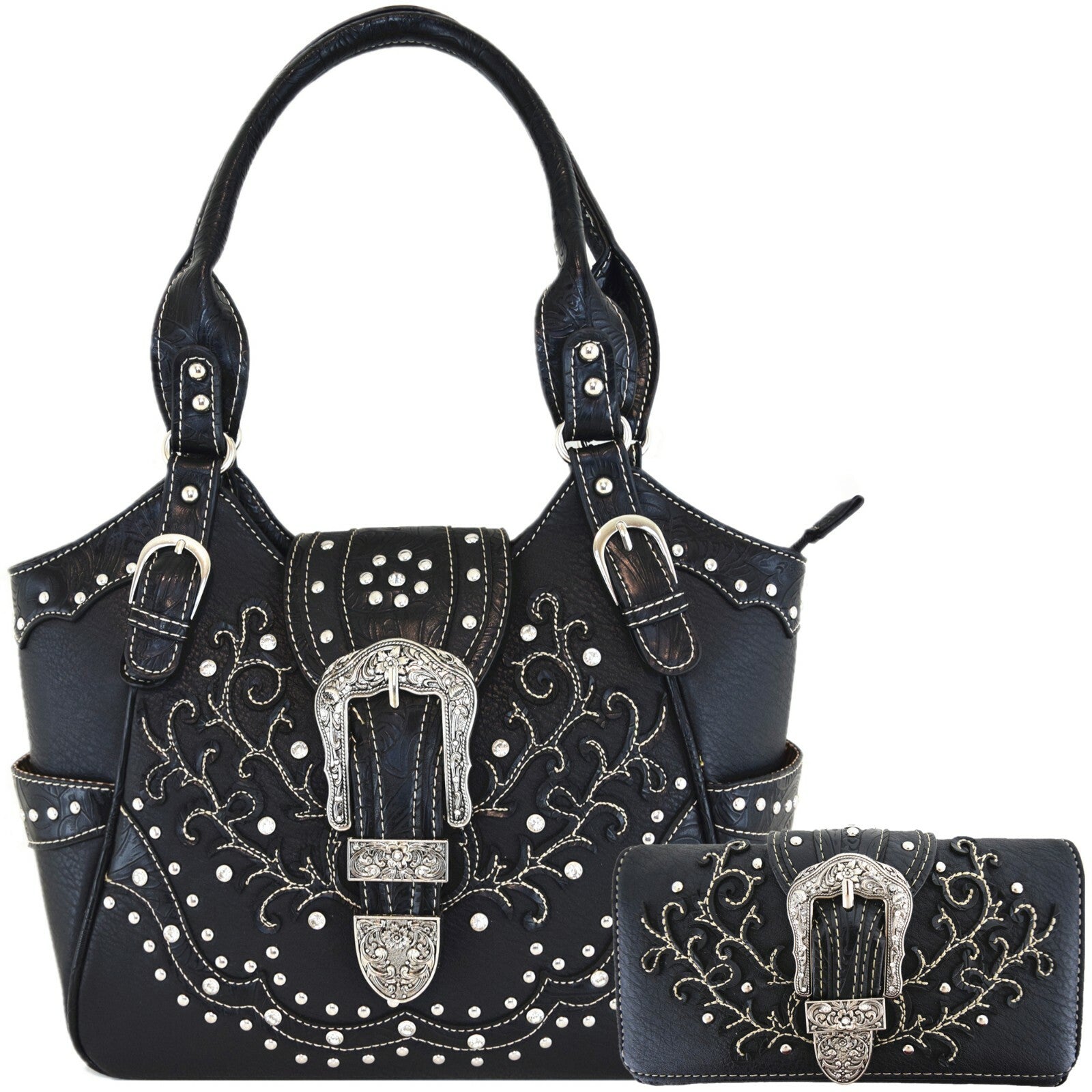 Western Buckle Country Handbag Concealed Carry Purse Women'S Shoulder Bag Wallet