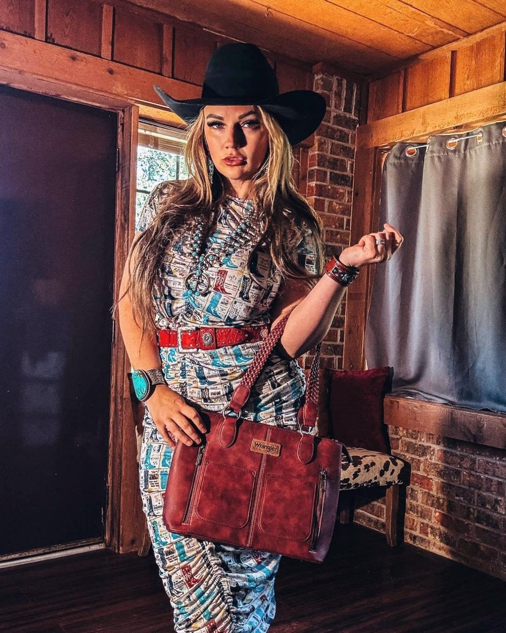 Distressed Tote Bag for Women Western Purse Multi Pockets Handbags and Shoulder Bag