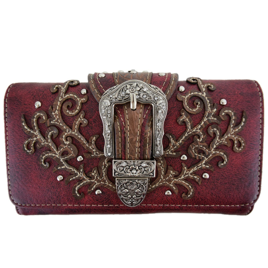 Western Buckle Country Handbag Concealed Carry Purse Women'S Shoulder Bag Wallet