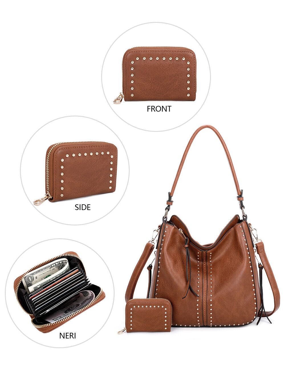 Concealed Carry Hobo Crossbody Purse Leather Shoulder Bag Women Handbag Wallet