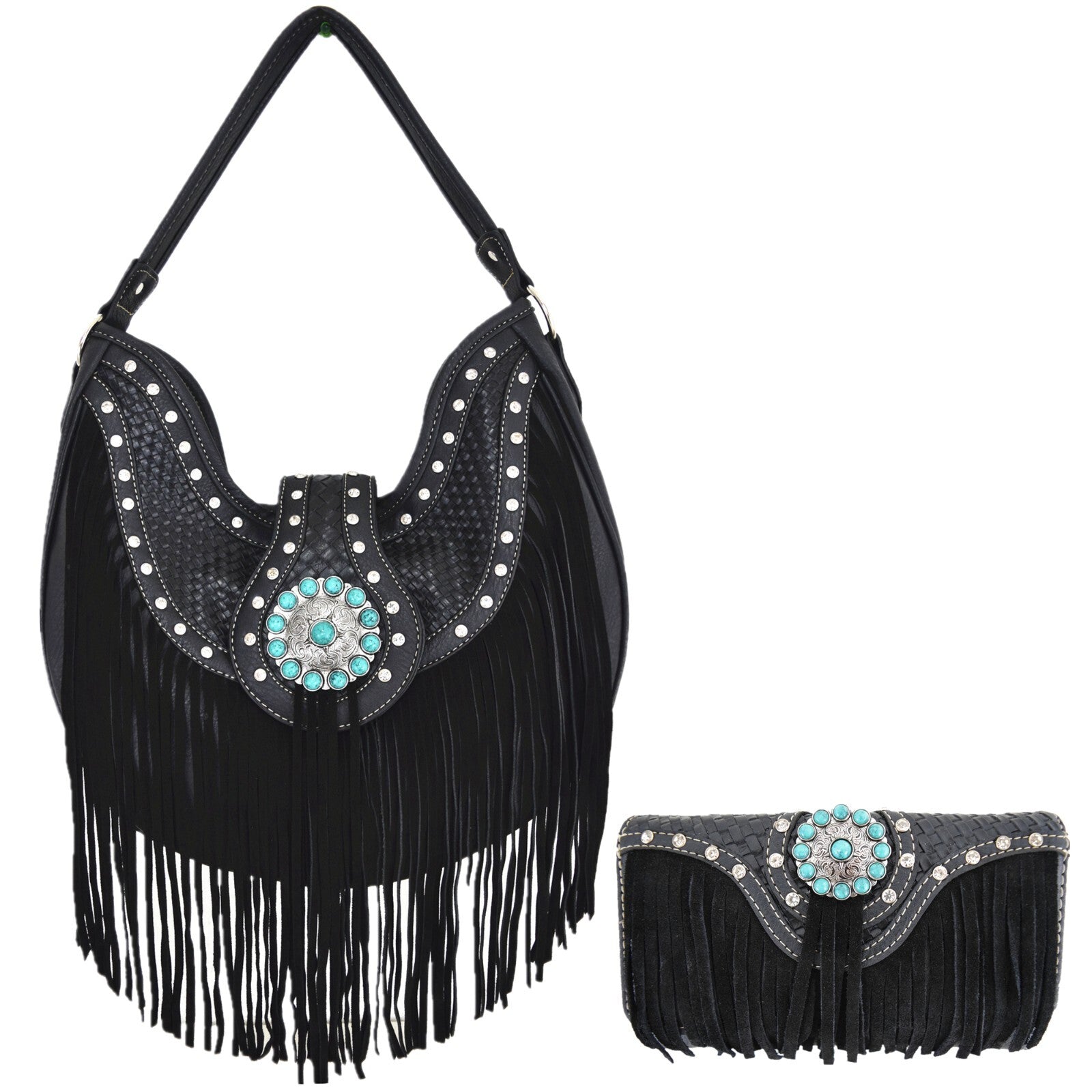 Western Fringe Conchos Handbag Concealed Carry Purse Women Shoulder Bag Wallets