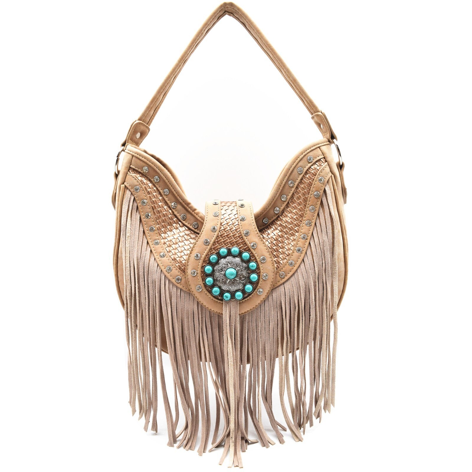 Western Fringe Conchos Handbag Concealed Carry Purse Women Shoulder Bag Wallets