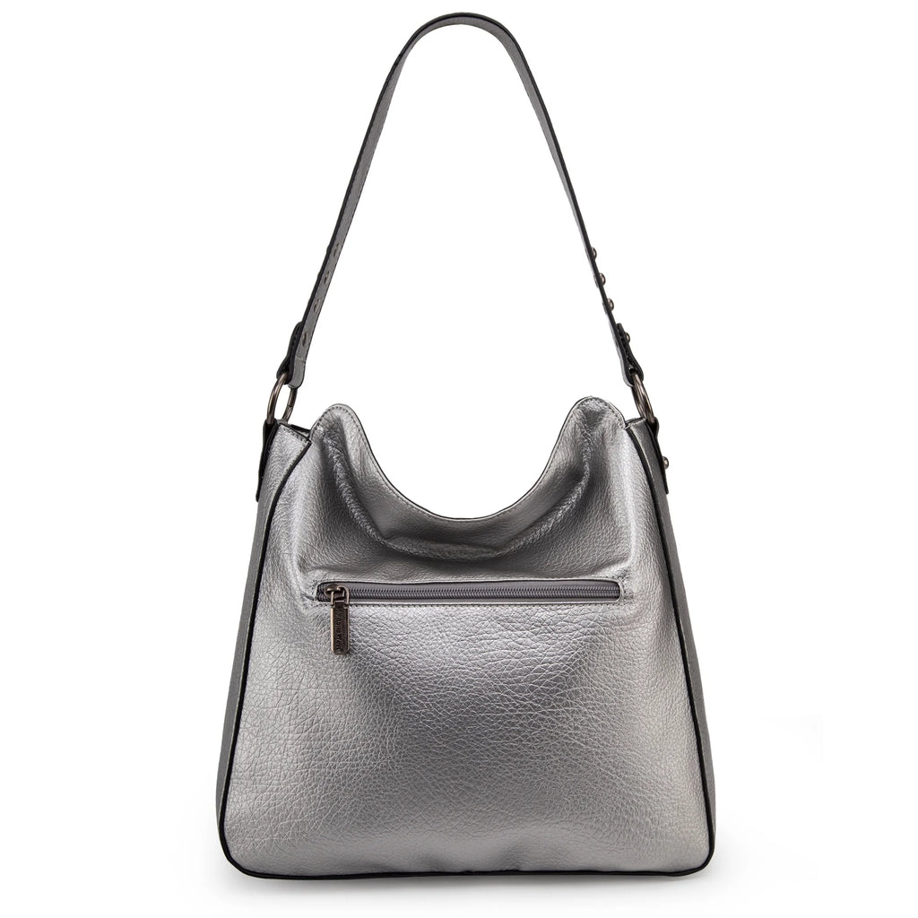 Chic Pearl Silver Hobo Bag for Women - Versatile Crossbody Purse with Adjustable Straps