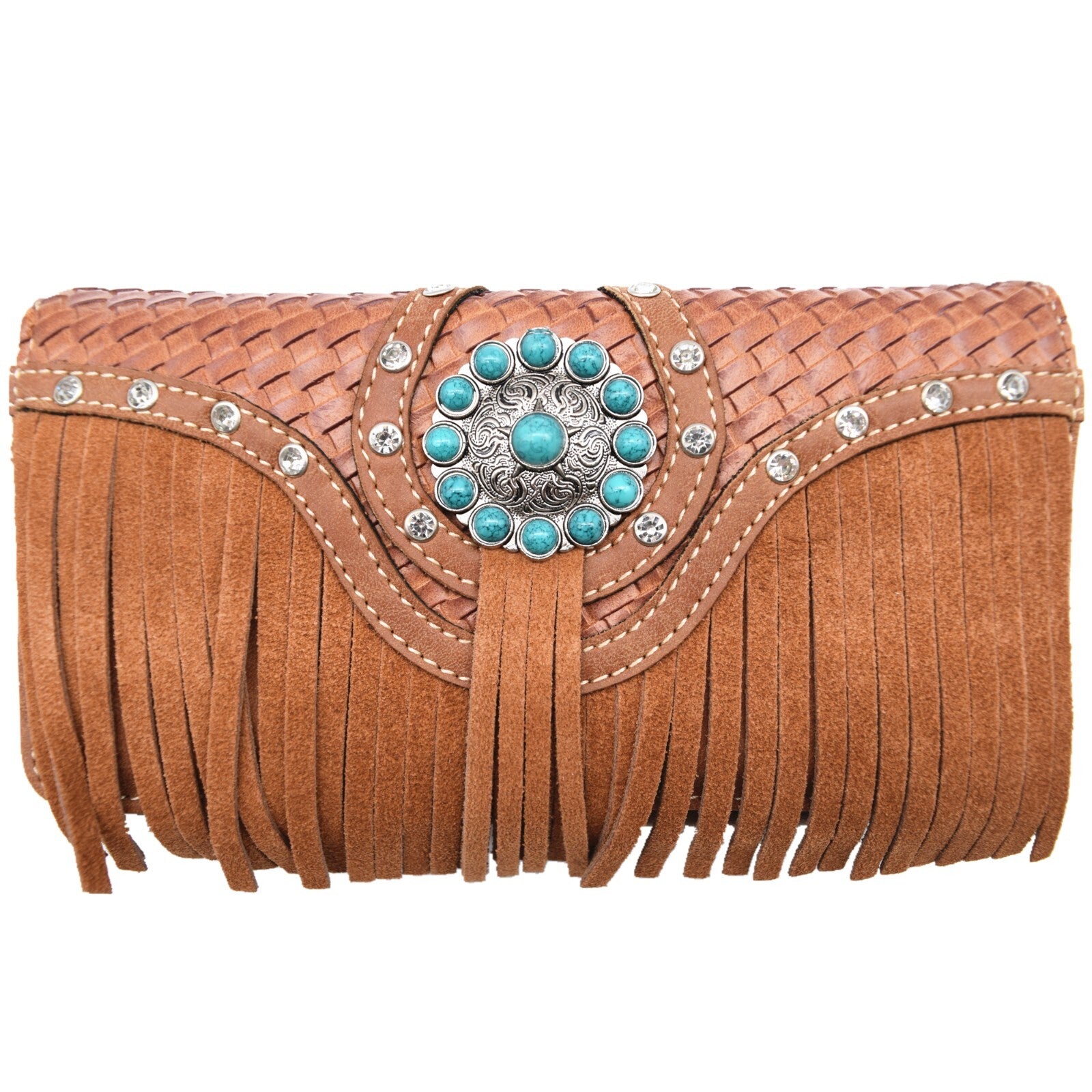 Western Fringe Conchos Handbag Concealed Carry Purse Women Shoulder Bag Wallets