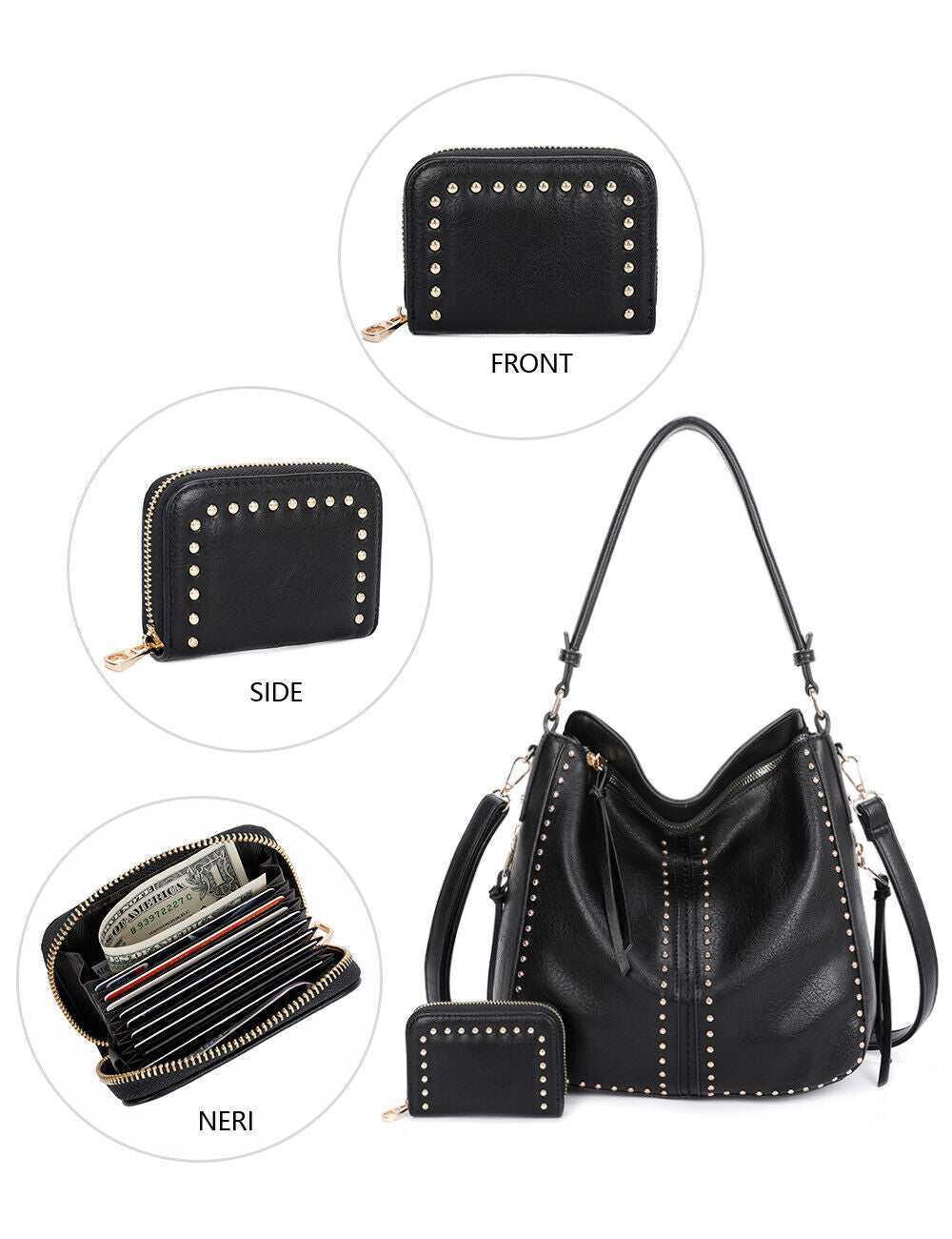 Concealed Carry Hobo Crossbody Purse Leather Shoulder Bag Women Handbag Wallet
