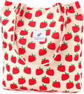Stylish Strawberry Corduroy Tote Bag for Women - Versatile Shopper with Inner Pockets