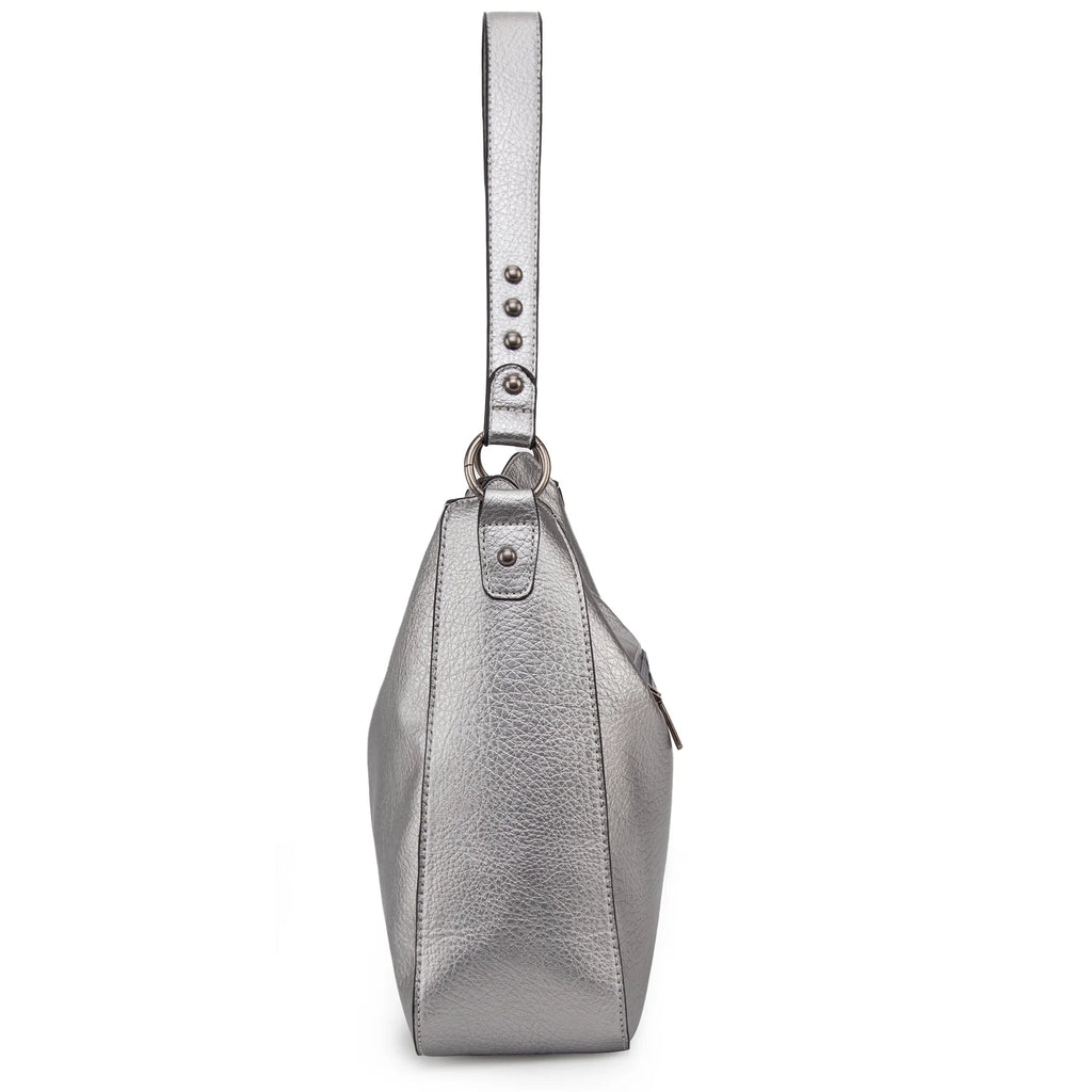 Chic Pearl Silver Hobo Bag for Women - Versatile Crossbody Purse with Adjustable Straps