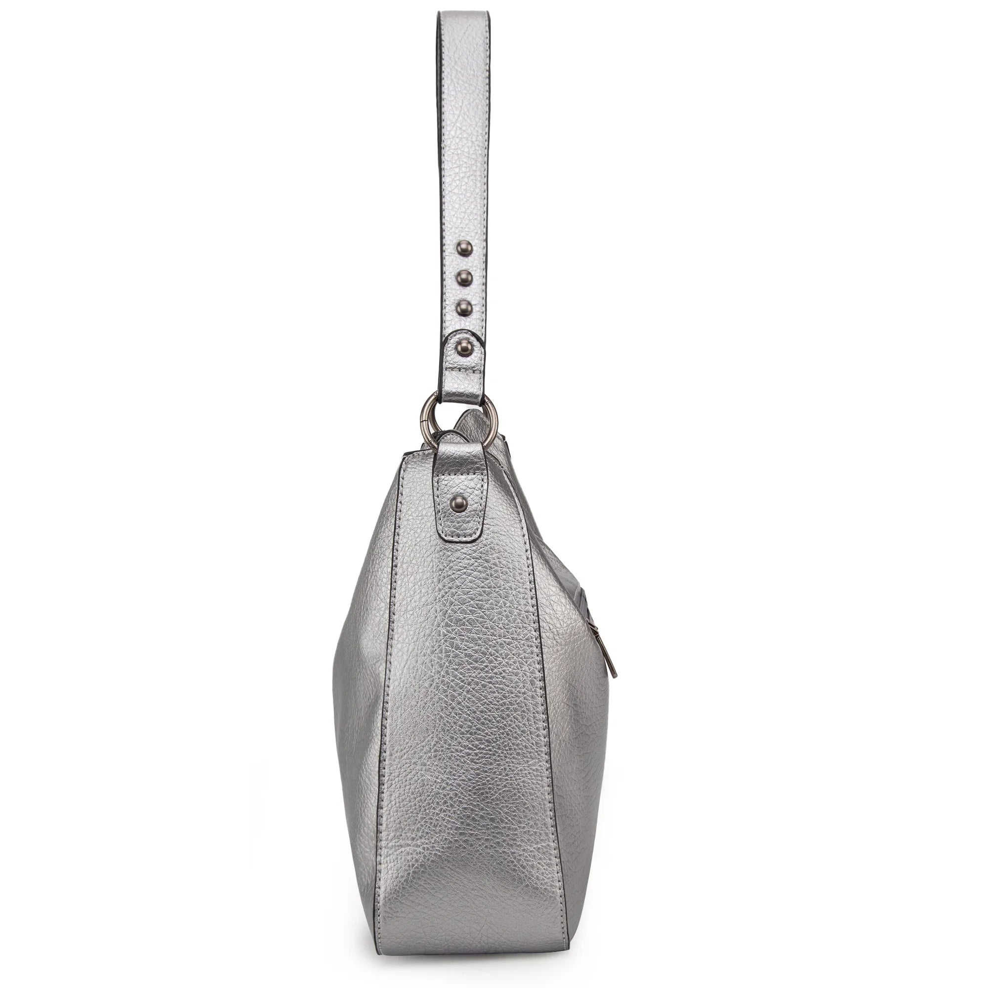 Chic Pearl Silver Hobo Bag for Women - Versatile Crossbody Purse with Adjustable Straps