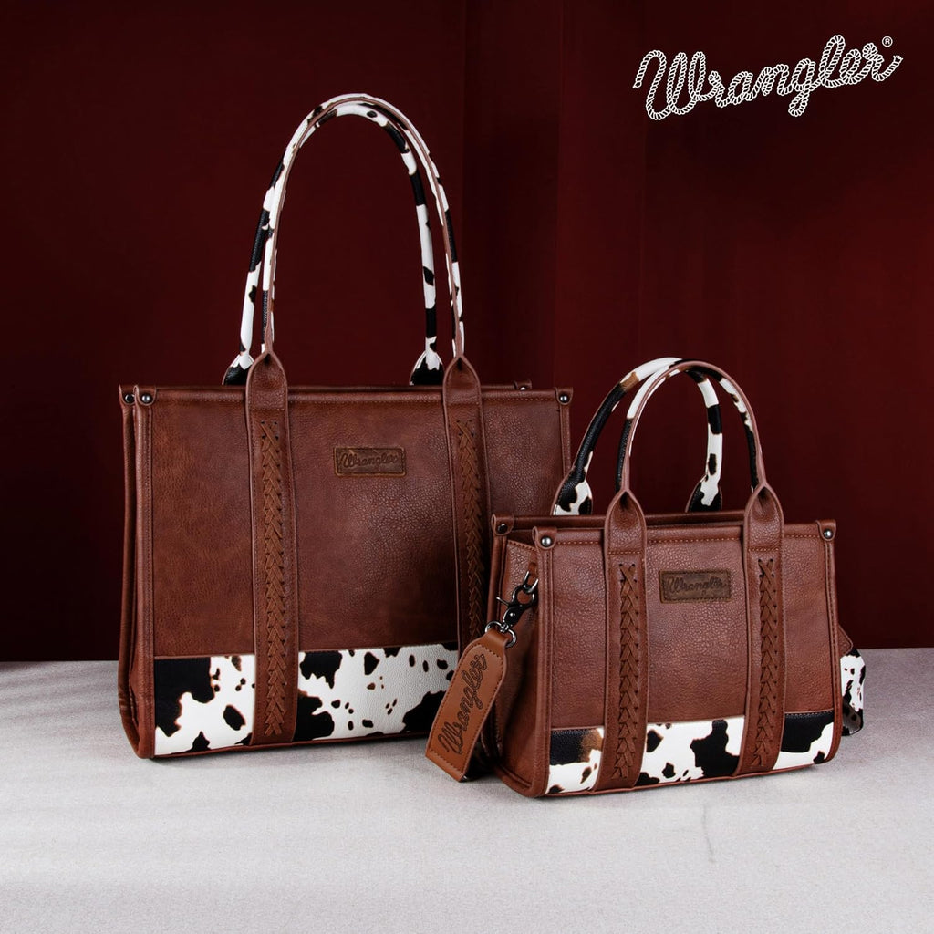 × Wrangler Tote Bag for Women Western Cow Print Purse Designer Top Handle Handbags