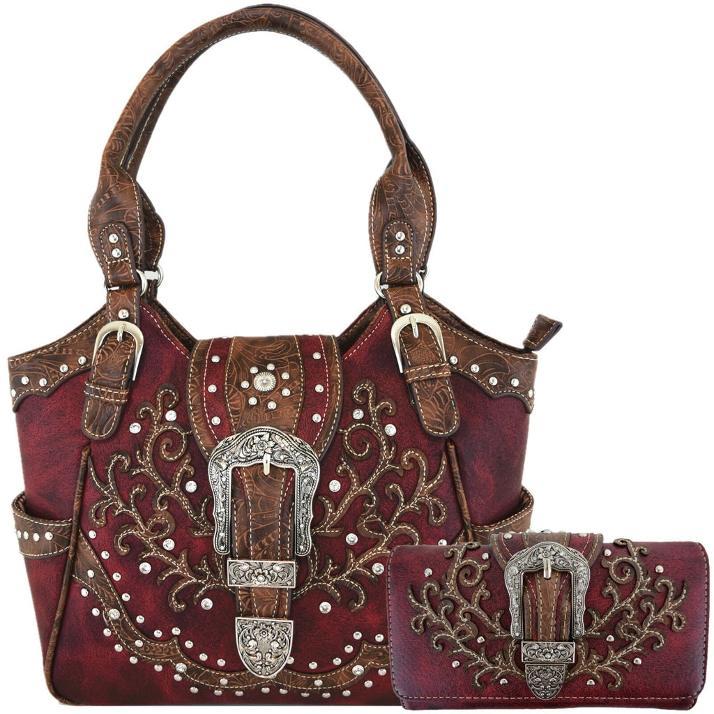 Western Buckle Country Handbag Concealed Carry Purse Women'S Shoulder Bag Wallet