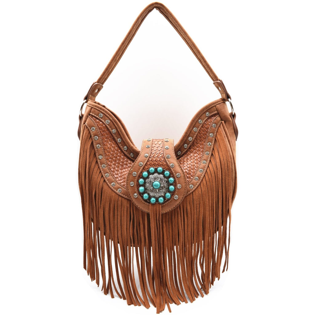 Western Fringe Conchos Handbag Concealed Carry Purse Women Shoulder Bag Wallets