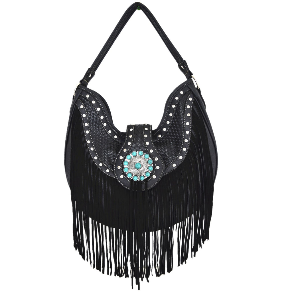 Western Fringe Conchos Handbag Concealed Carry Purse Women Shoulder Bag Wallets