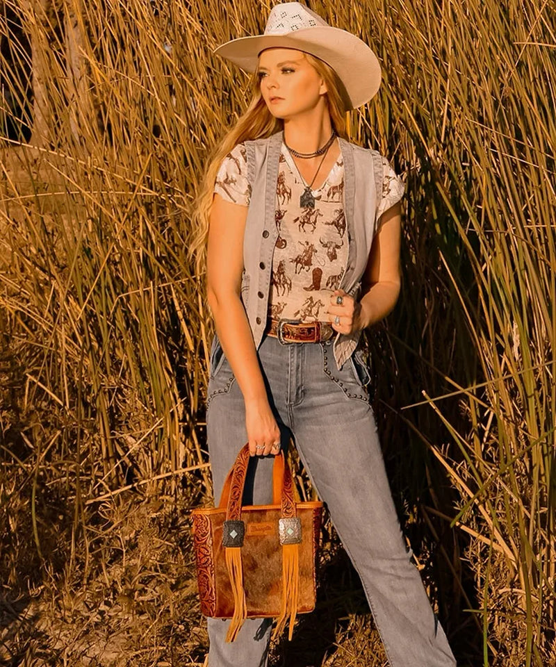 Cowhide Fringe Concealed Carry Purse