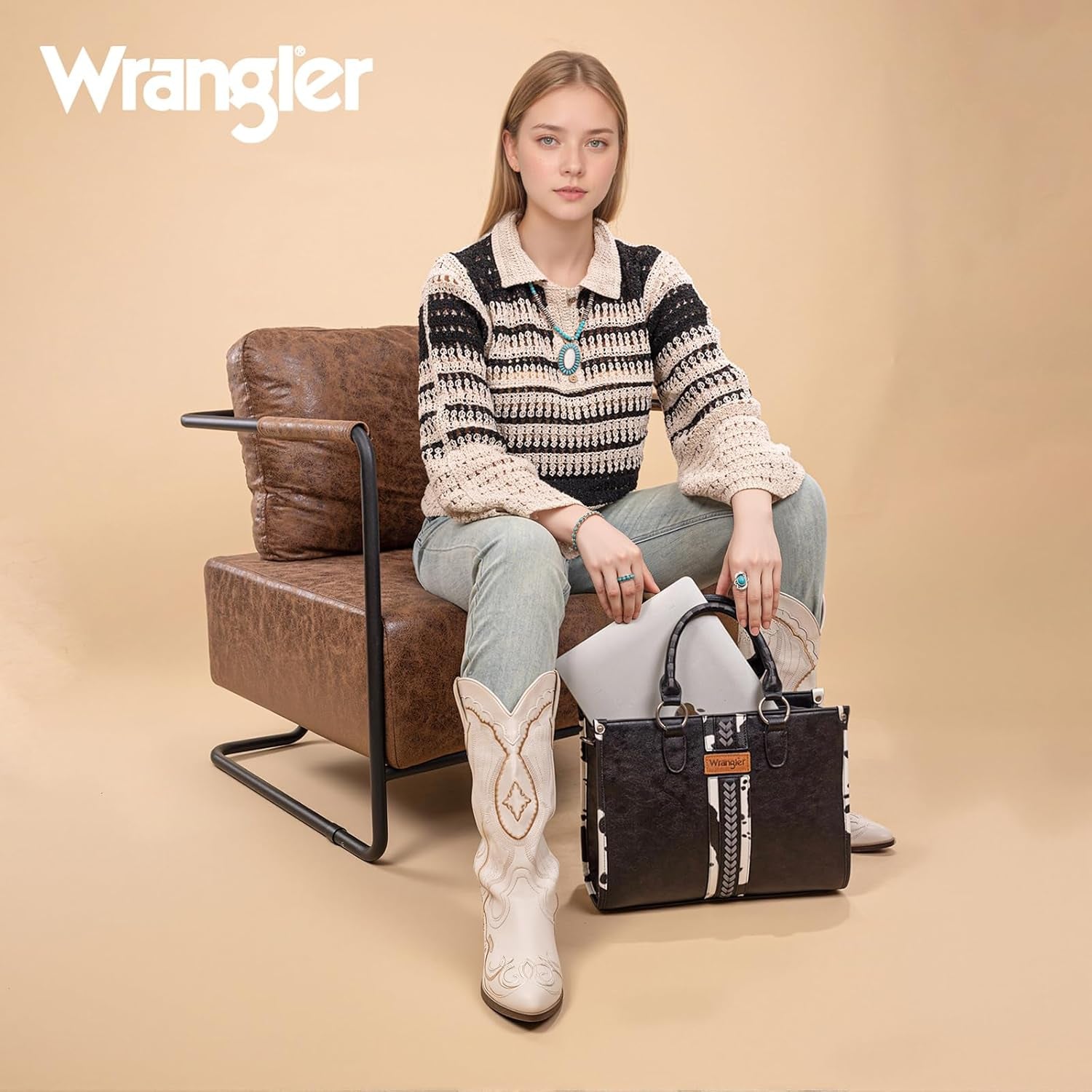 Wrangler Animal Print Tote Bag for Women Western Purse Boho Top Handle Satchel Handbag