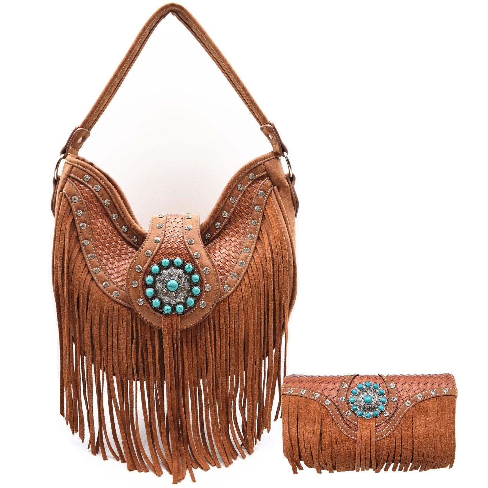 Western Fringe Conchos Handbag Concealed Carry Purse Women Shoulder Bag Wallets