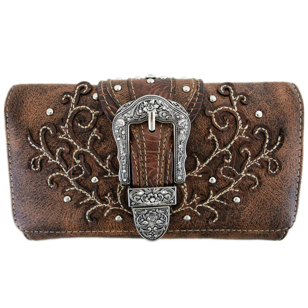 Western Buckle Country Handbag Concealed Carry Purse Women'S Shoulder Bag Wallet
