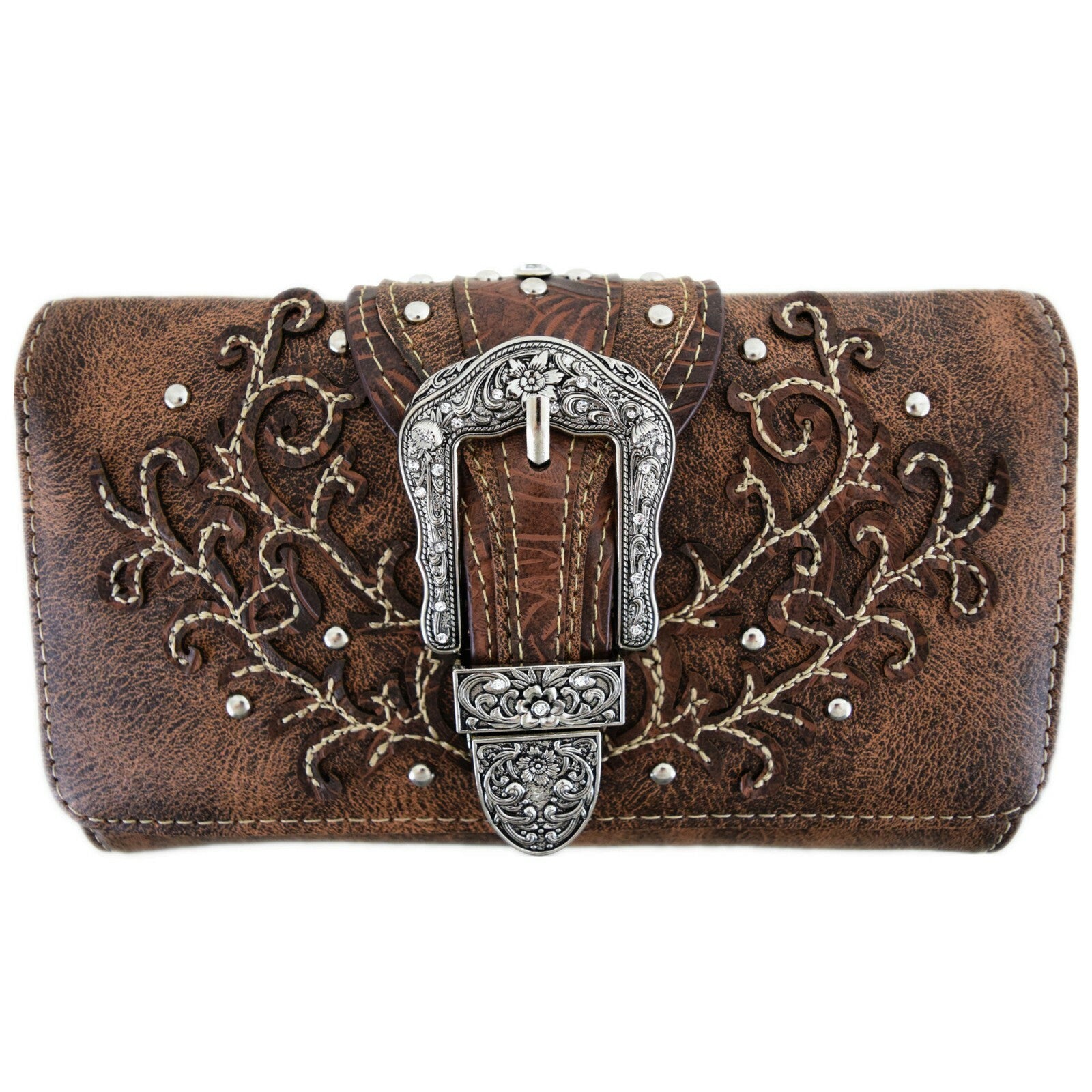 Western Buckle Country Handbag Concealed Carry Purse Women'S Shoulder Bag Wallet