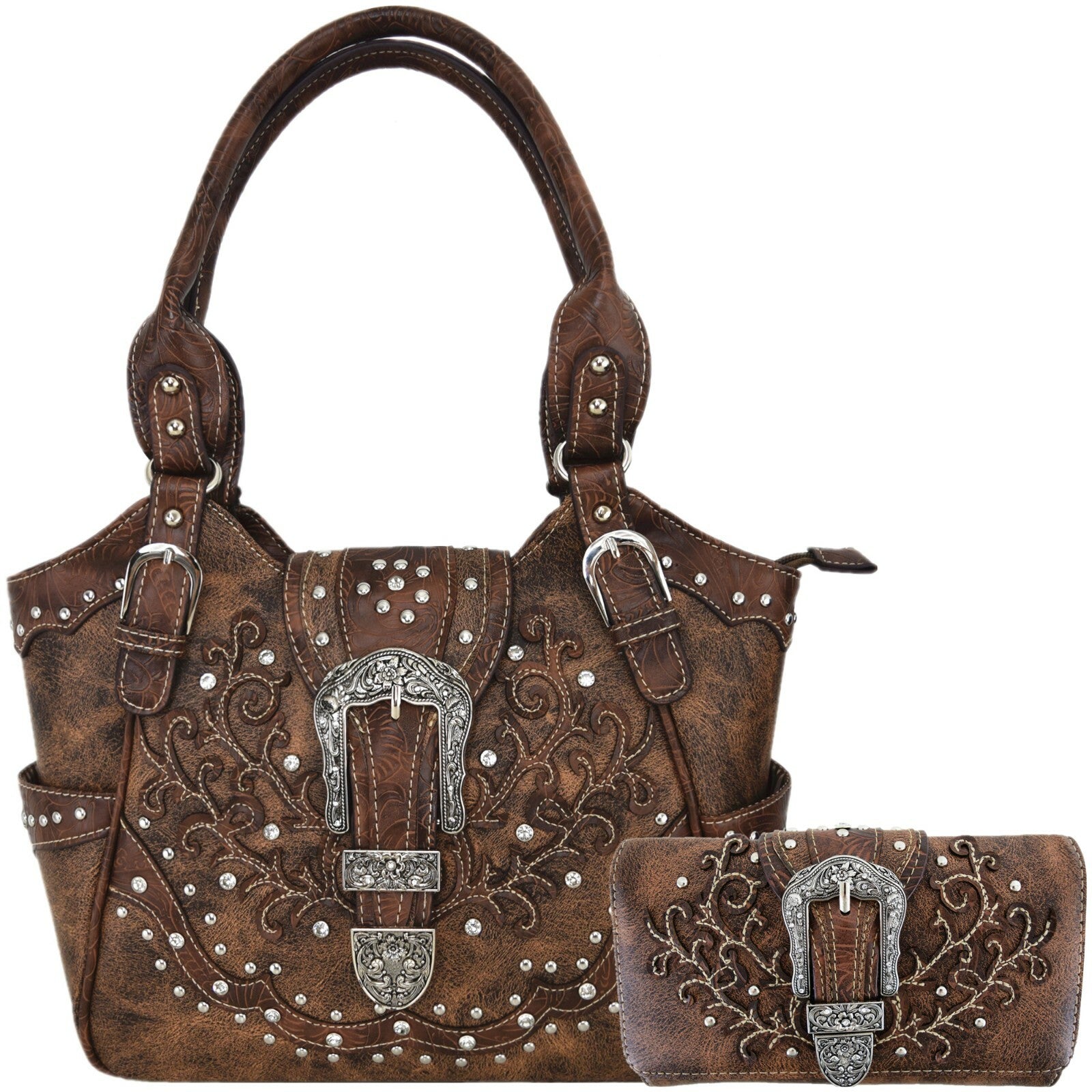 Western Buckle Country Handbag Concealed Carry Purse Women'S Shoulder Bag Wallet