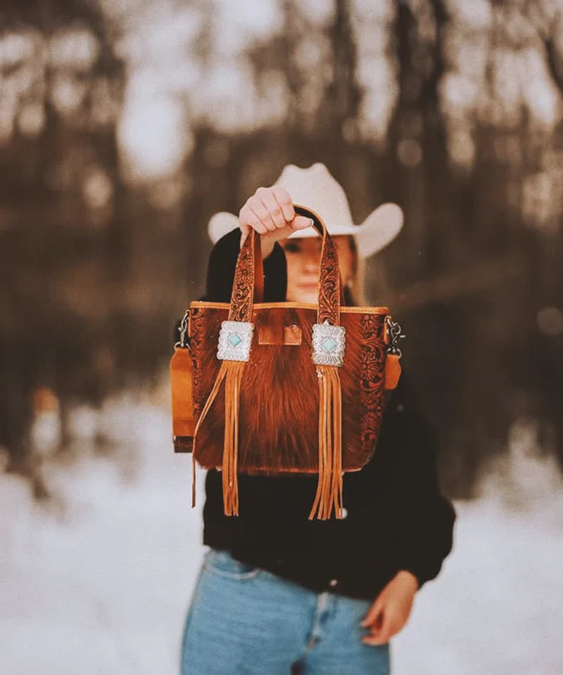 Cowhide Fringe Concealed Carry Purse