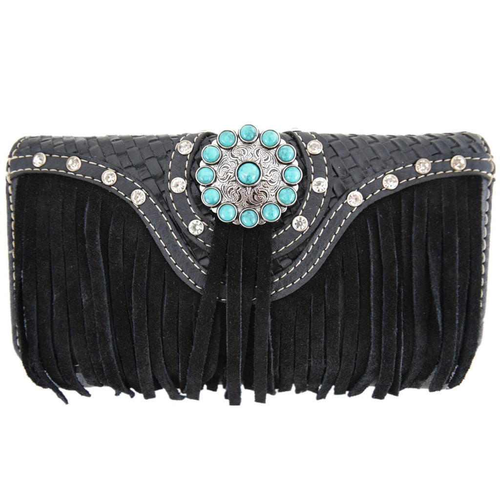 Western Fringe Conchos Handbag Concealed Carry Purse Women Shoulder Bag Wallets